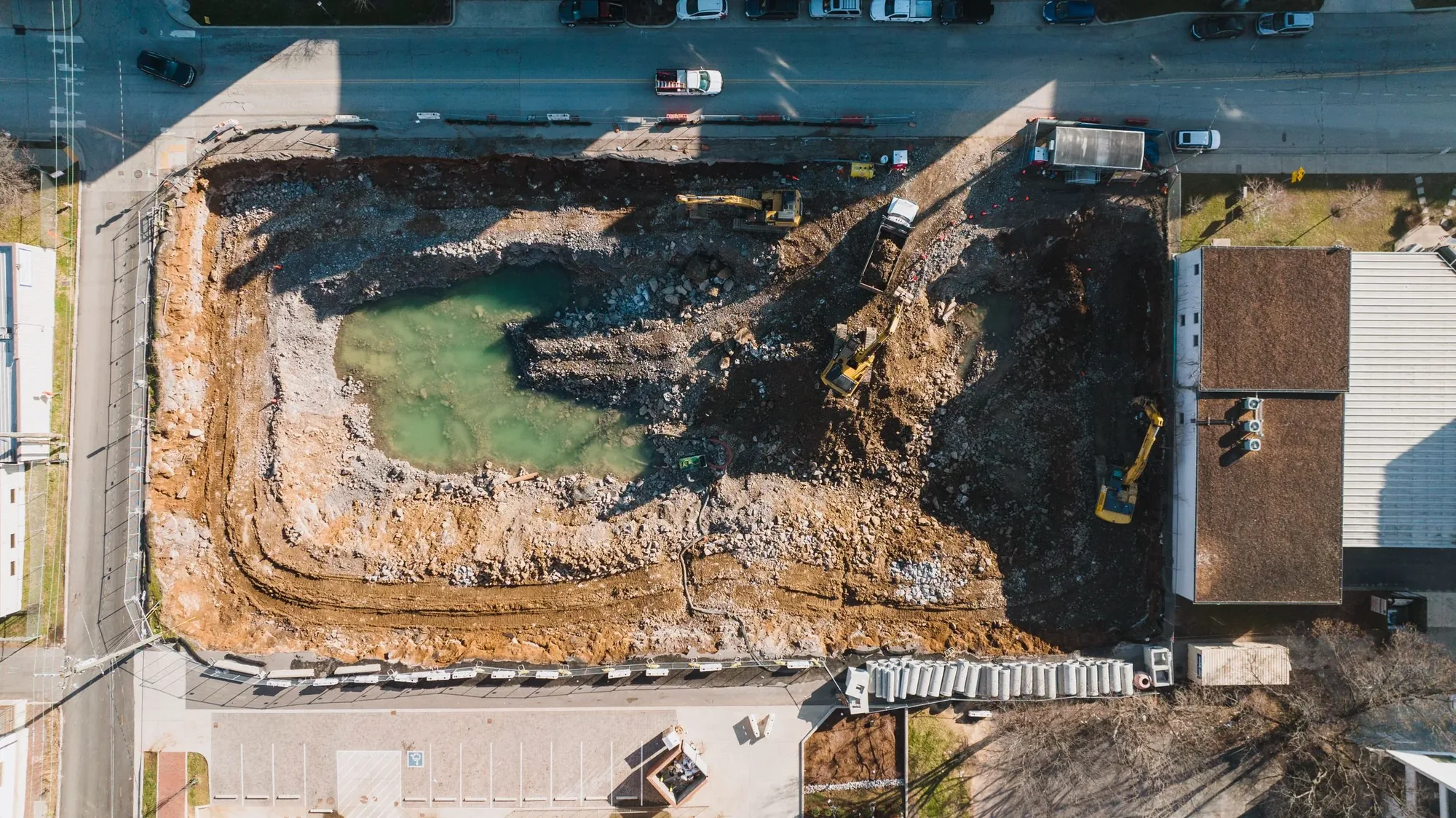 Construction Progress Drone Photography photographed from an aerial drone perspective